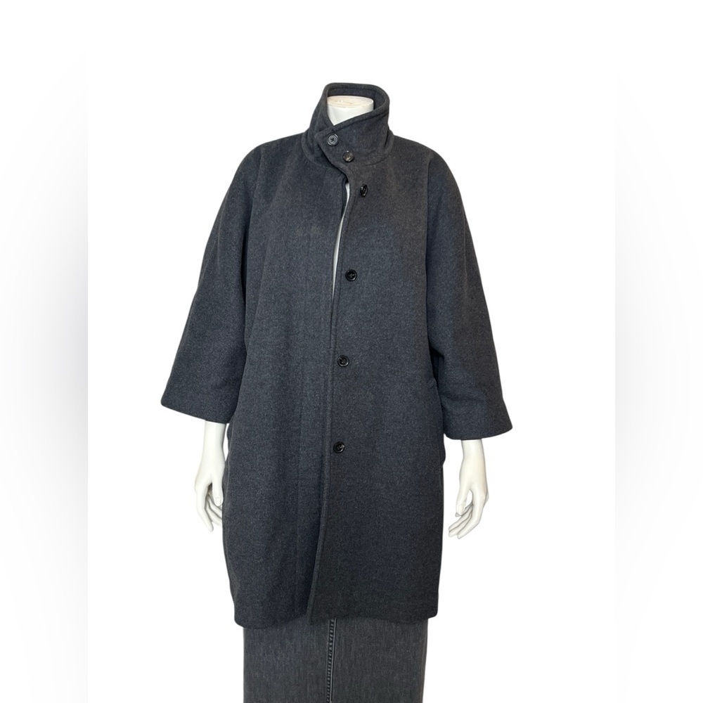 Aritzia Wilfred Dark Gray Wool & Cashmere High Collar Kimono Sleeves Coat Medium